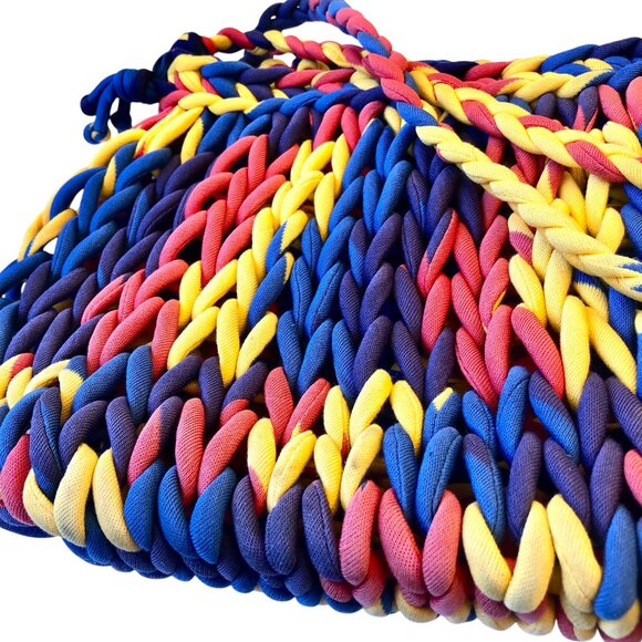 Macrame Boho Handbag Multi-Color Hand Crafted Tote Shoulder Bag - Picture 9 of 10